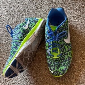 Nike free 5.0 green leopard sneakers